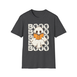 Ghost Reading 'Boo' T-Shirt — Cute Halloween Book Lover Tee