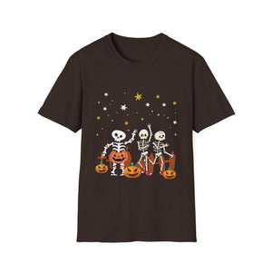 Halloween Skeletons & Jack-O’-Lanterns T-Shirt — Cute Dancing Skeleton Halloween Tee
