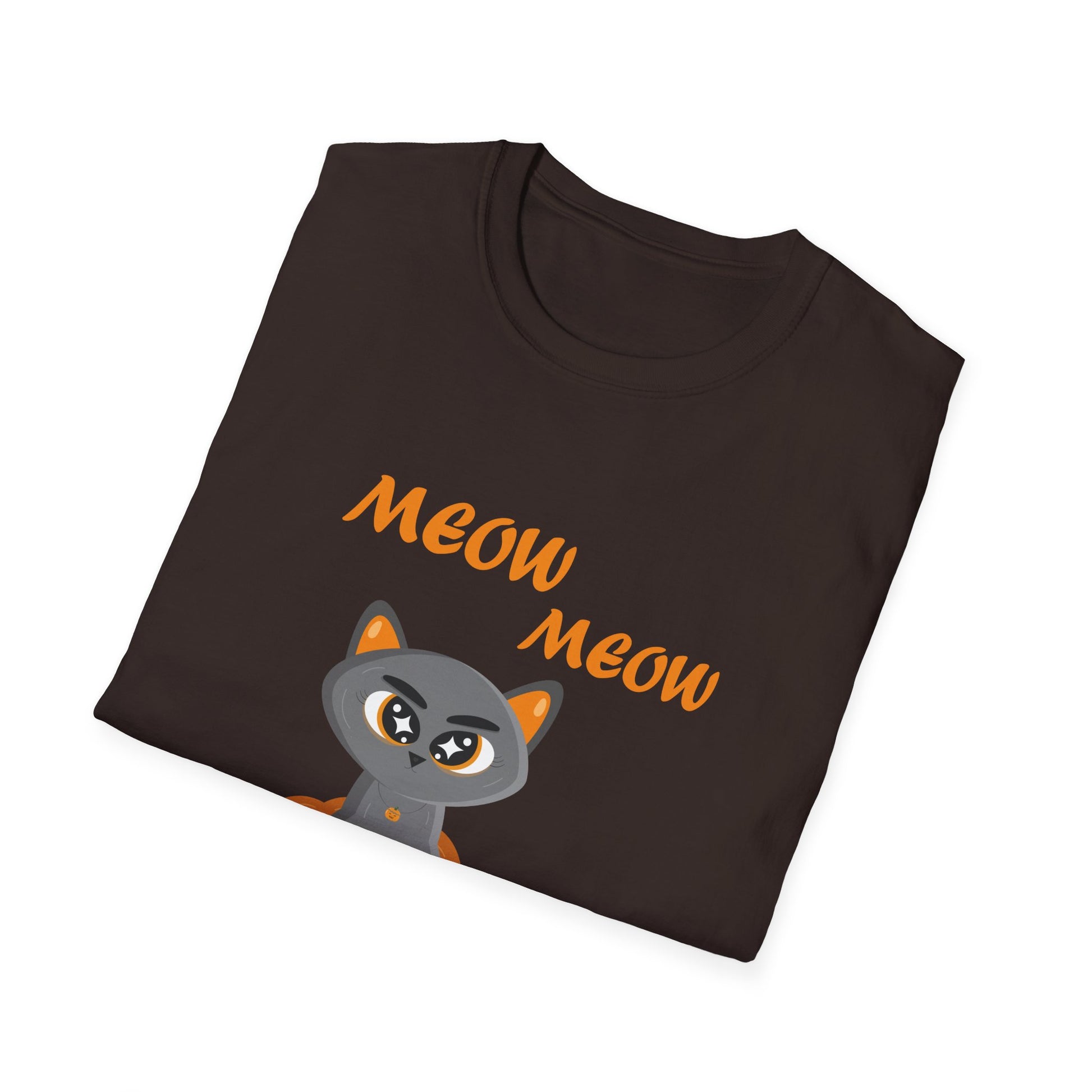 Cat in Pumpkin Halloween T-Shirt — "Meow Meow" Cute Spooky Graphic Tee  Unisex T-Shirt