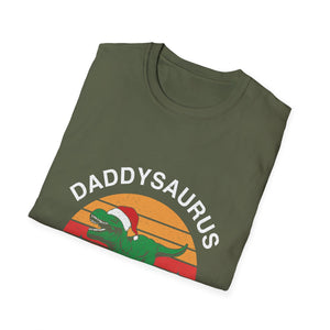 Daddysaurus T-Shirt — Retro Dino Dad Tee (Holiday Santa Hat)