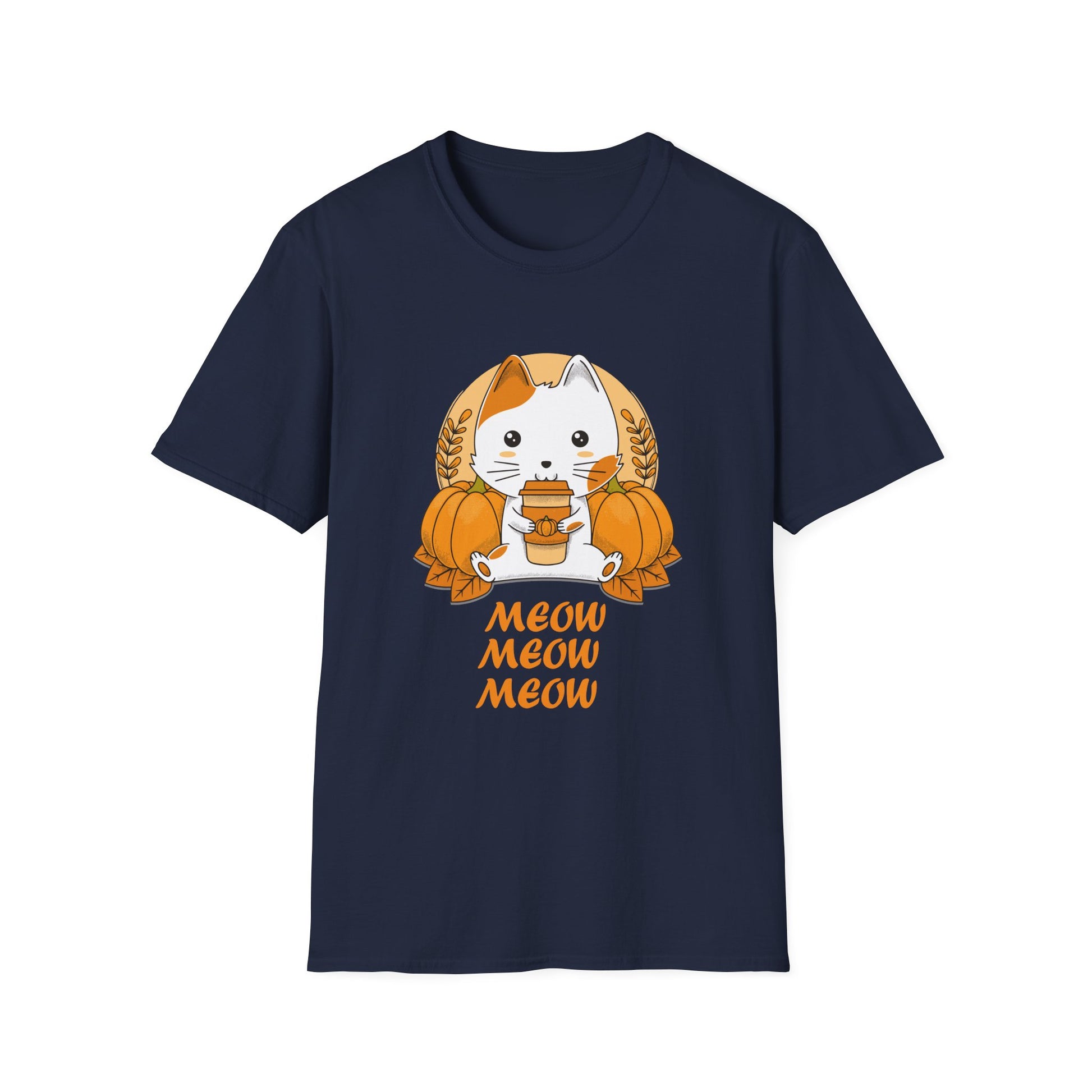 Pumpkin Spice Cat T-Shirt — Cute Autumn "Meow Meow Meow" Graphic Tee  Unisex T-Shirt