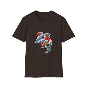 Christmas Shark Graphic T-Shirt — Santa Shark Holding Gifts Holiday Tee