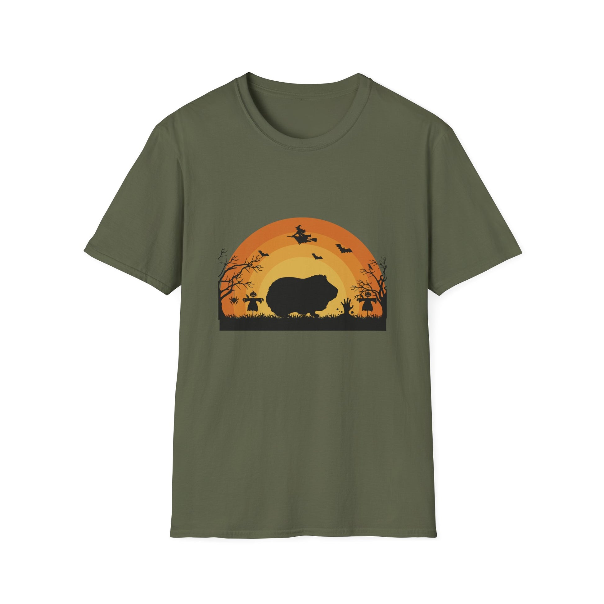Halloween Hippo T-Shirt – Spooky Sunset Silhouette Shirt