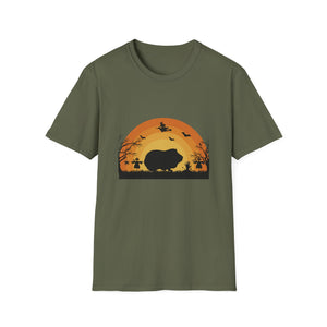 Halloween Hippo T-Shirt – Spooky Sunset Silhouette Shirt