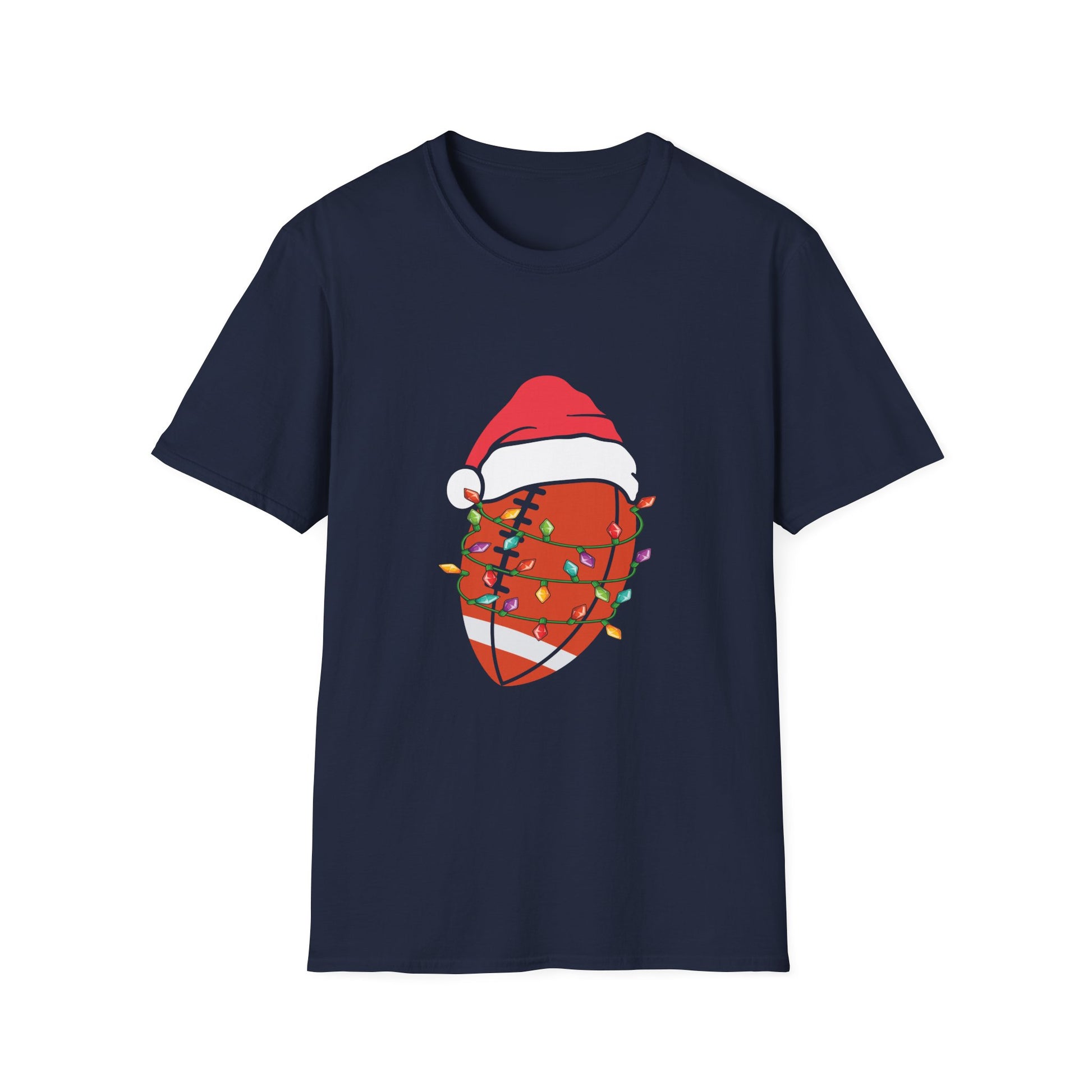 Santa Riding Motorcycle on Christmas - Biker US Flag T-Shirt-productor-mockup