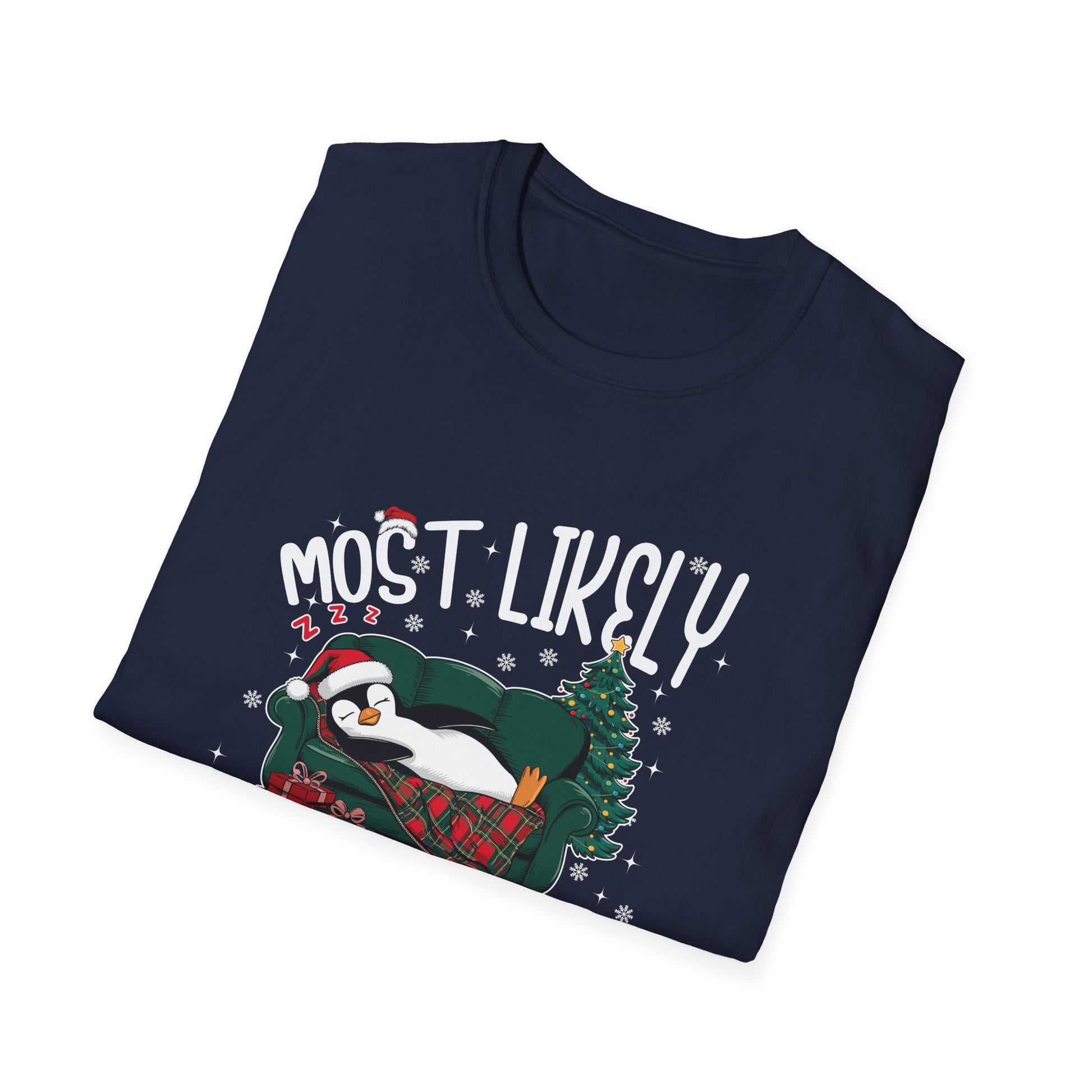 Most Likely To Nap On Christmas Funny Family Christmas Unisex Softstyle T-Shirt