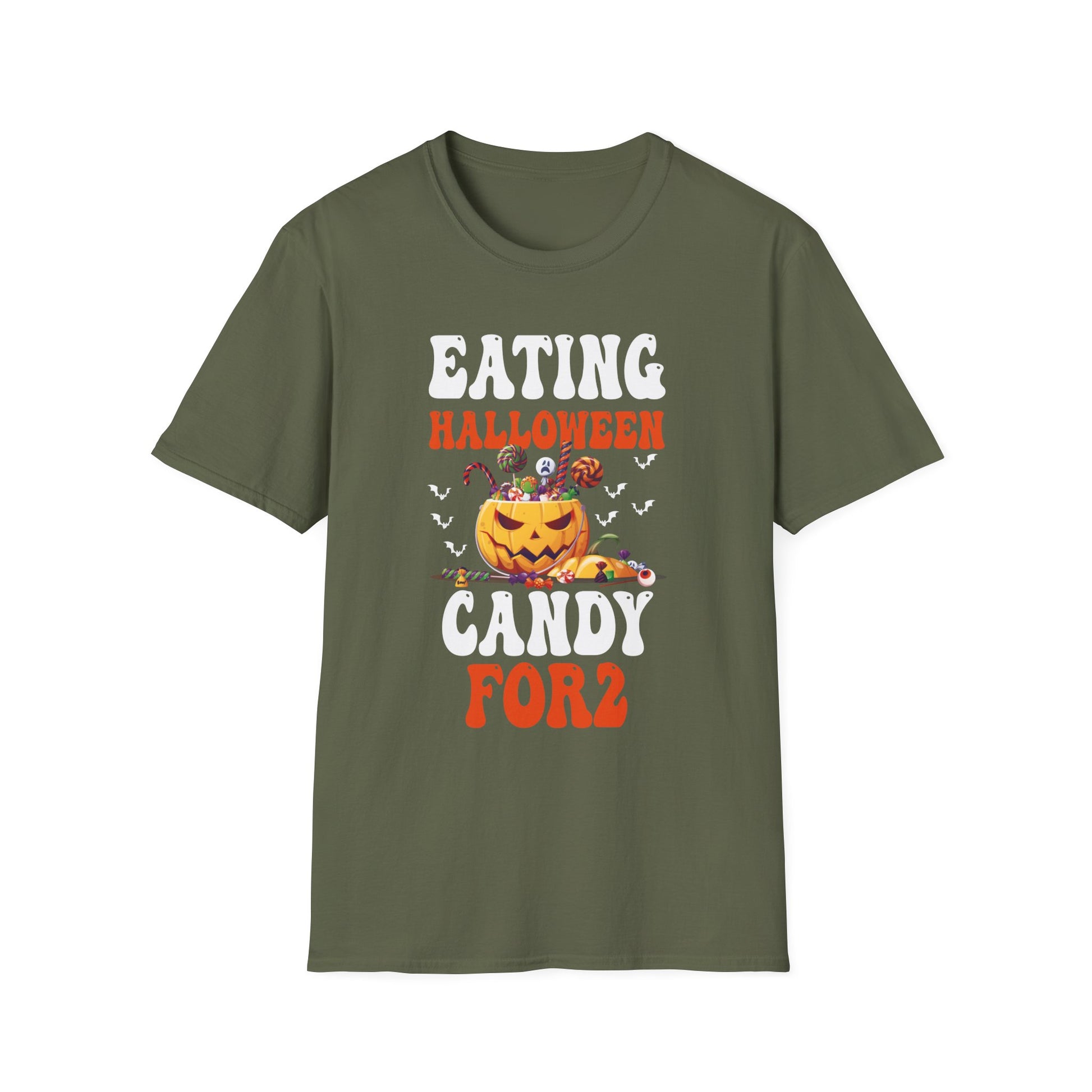 Halloween Expecting Pregnant Eating Halloween Candy for 2 T-Shirt Unisex Softstyle T-Shirt