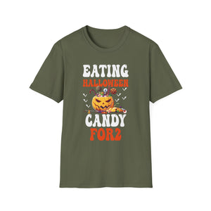 Halloween Expecting Pregnant Eating Halloween Candy for 2 T-Shirt Unisex Softstyle T-Shirt