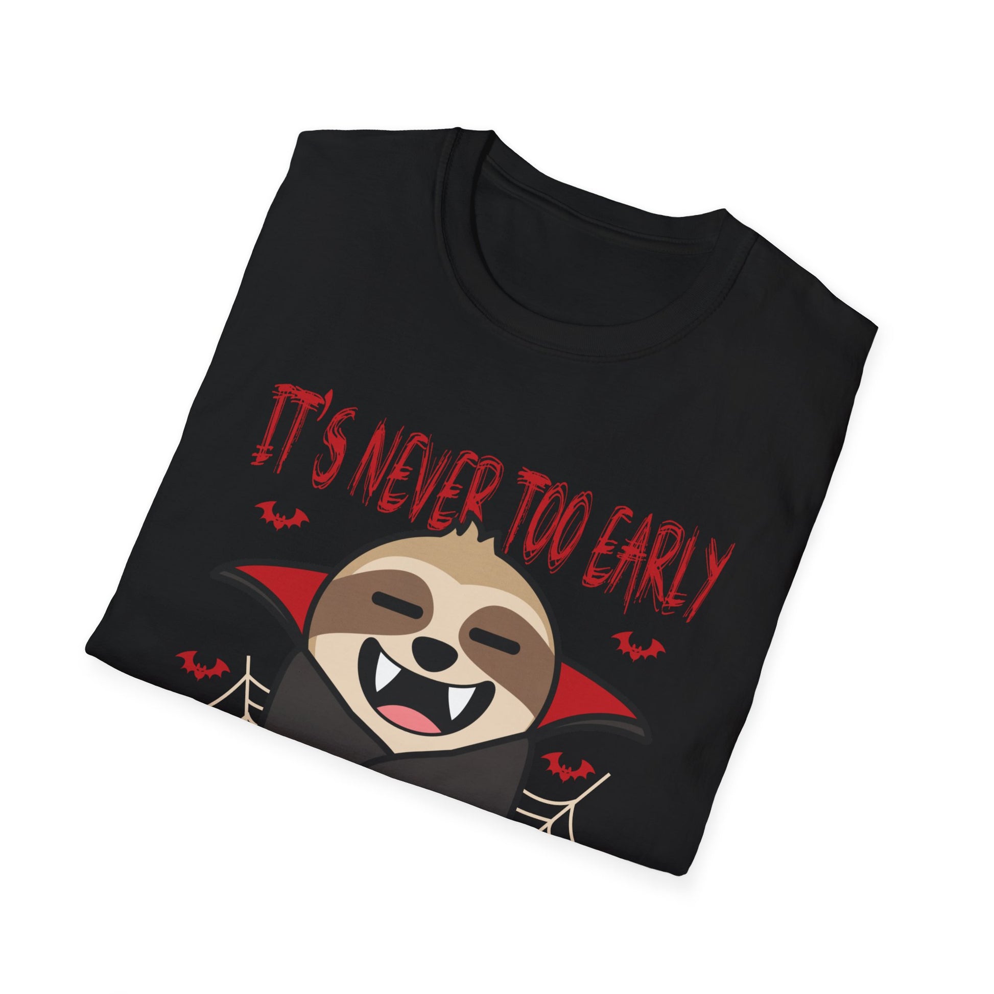 Sloth Vampire Halloween T-Shirt – "It's Never Too Early for Halloween"