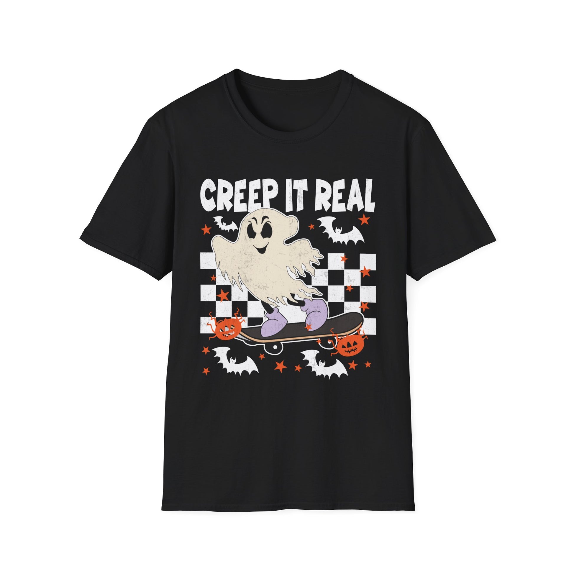 Creep It Real Vintage Ghost Halloween TeeUnisex Softstyle T-Shirt