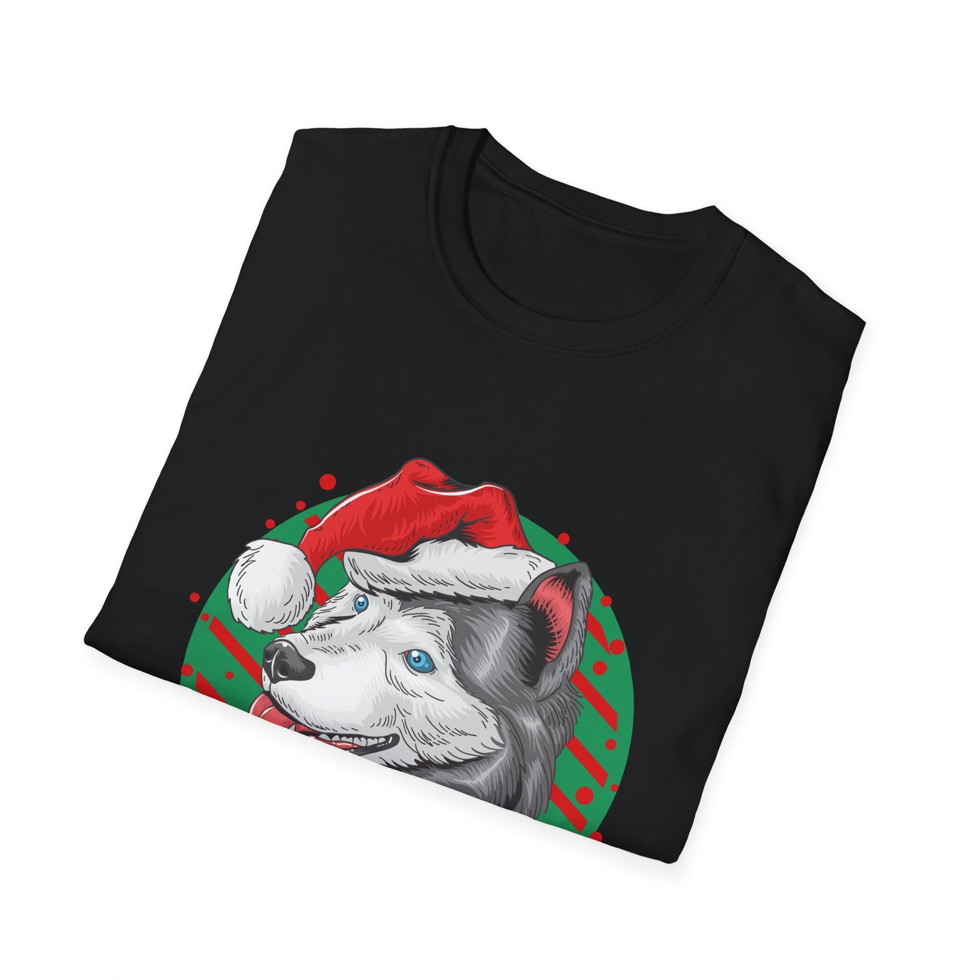 Husky Christmas T-Shirt — Festive Santa Hat Dog Holiday Tee