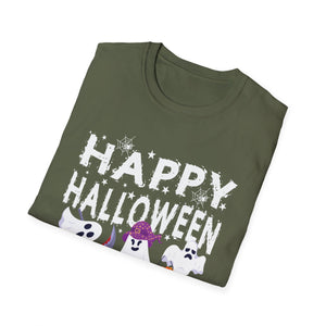 Happy Halloween Ghosts T-Shirt — Cute Spooky Graphic Tee for Halloween