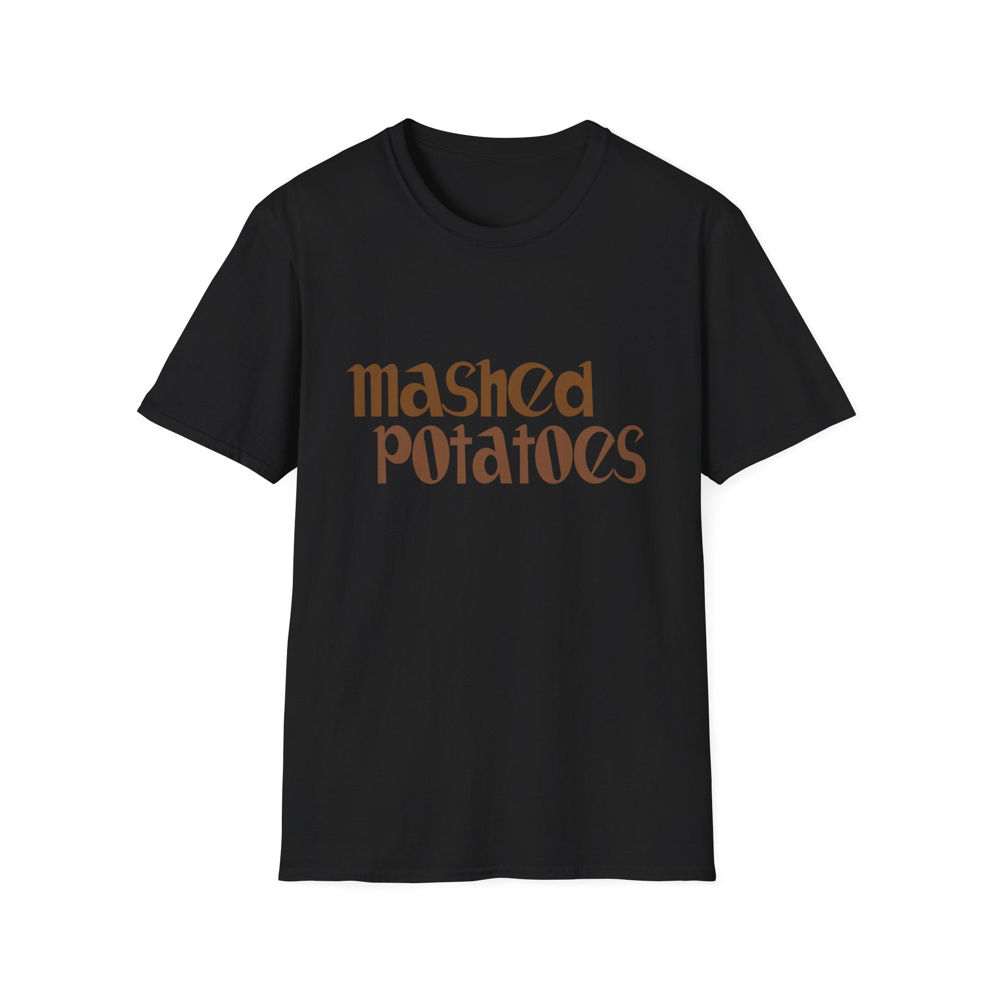 Mashed Potatoes Graphic T-Shirt — Retro Typography Funny Food Tee for Thanksgiving  Unisex T-Shirt
