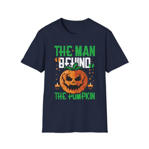 Mens The Man Behind The Pumpkin Dad Halloween Pregnancy Reveal  Unisex Softstyle T-Shirt