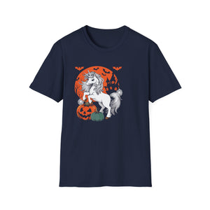 Halloween Unicorn T-Shirt — Spooky Pumpkin and Haunted Castle Graphic