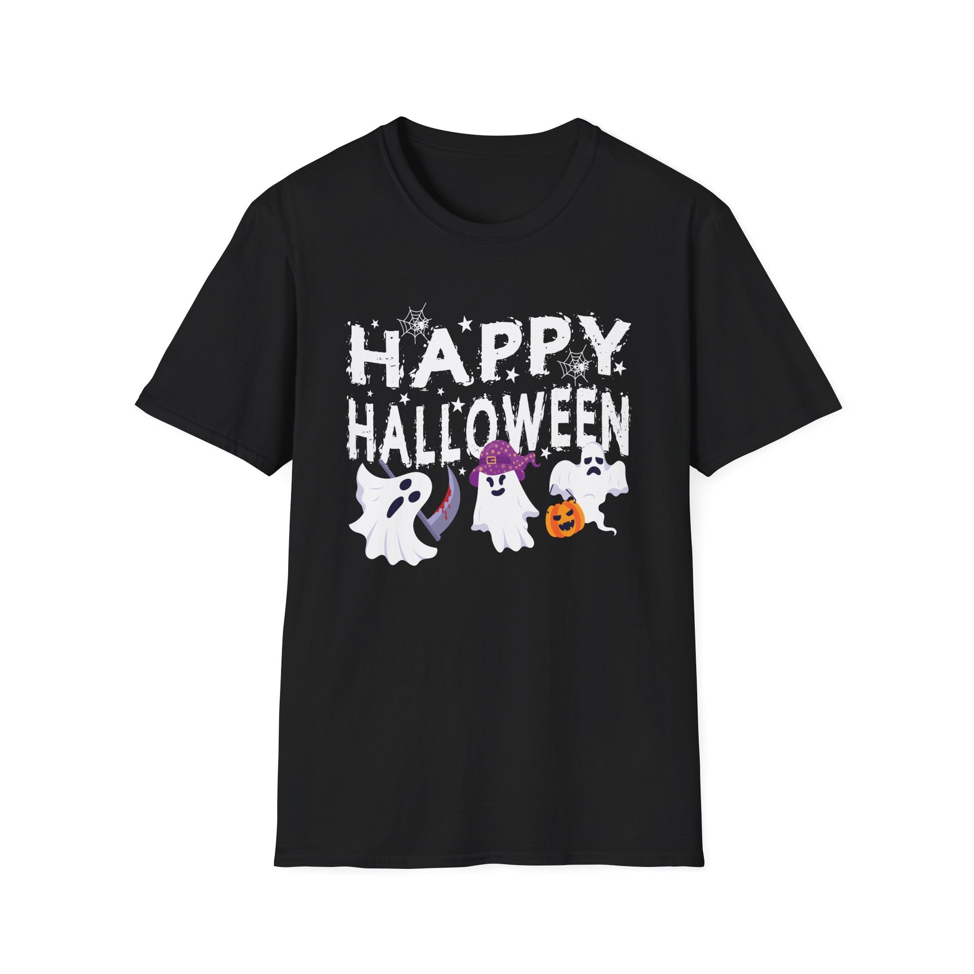 Happy Halloween Ghosts T-Shirt — Cute Spooky Graphic Tee for Halloween