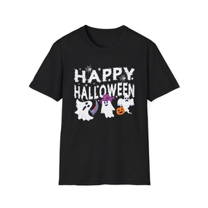 Happy Halloween Ghosts T-Shirt — Cute Spooky Graphic Tee for Halloween