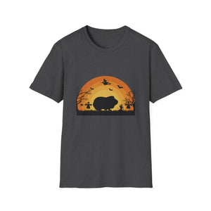Halloween Hippo T-Shirt – Spooky Sunset Silhouette Shirt