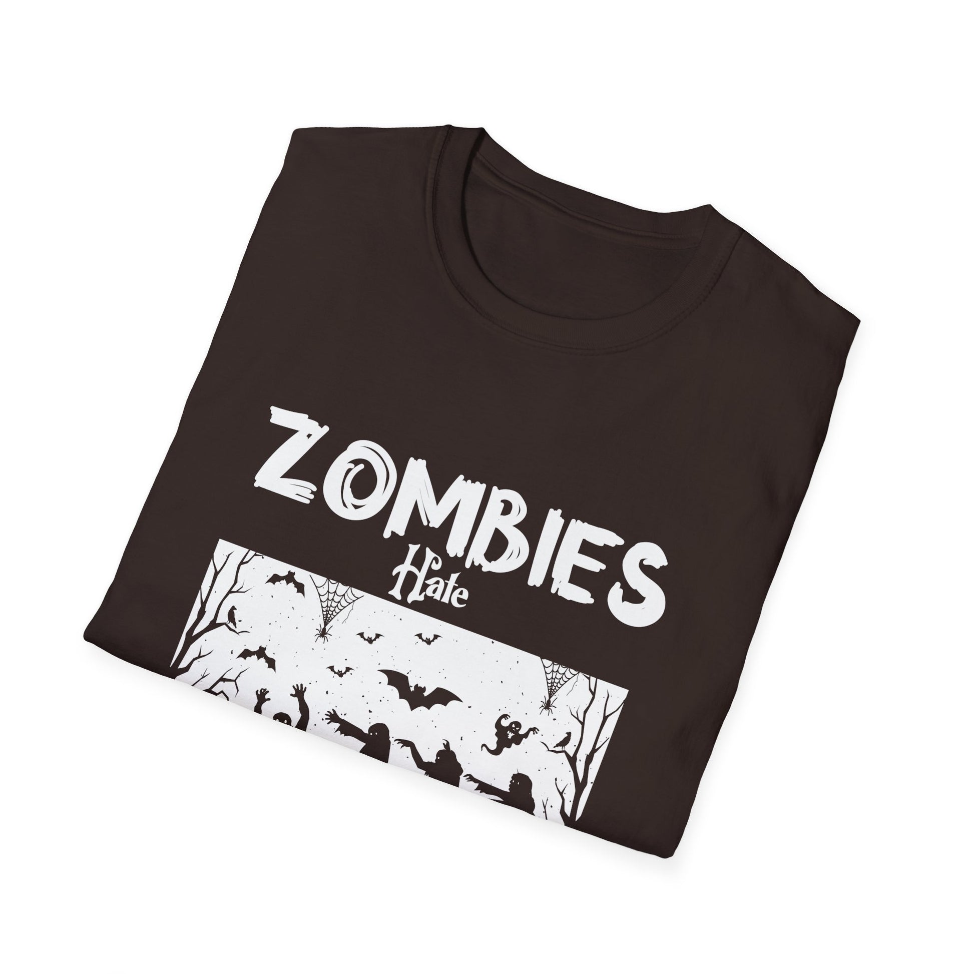 Zombies hate fast food Halloween Fan Funny Halloween T-Shirt-productor-mockup