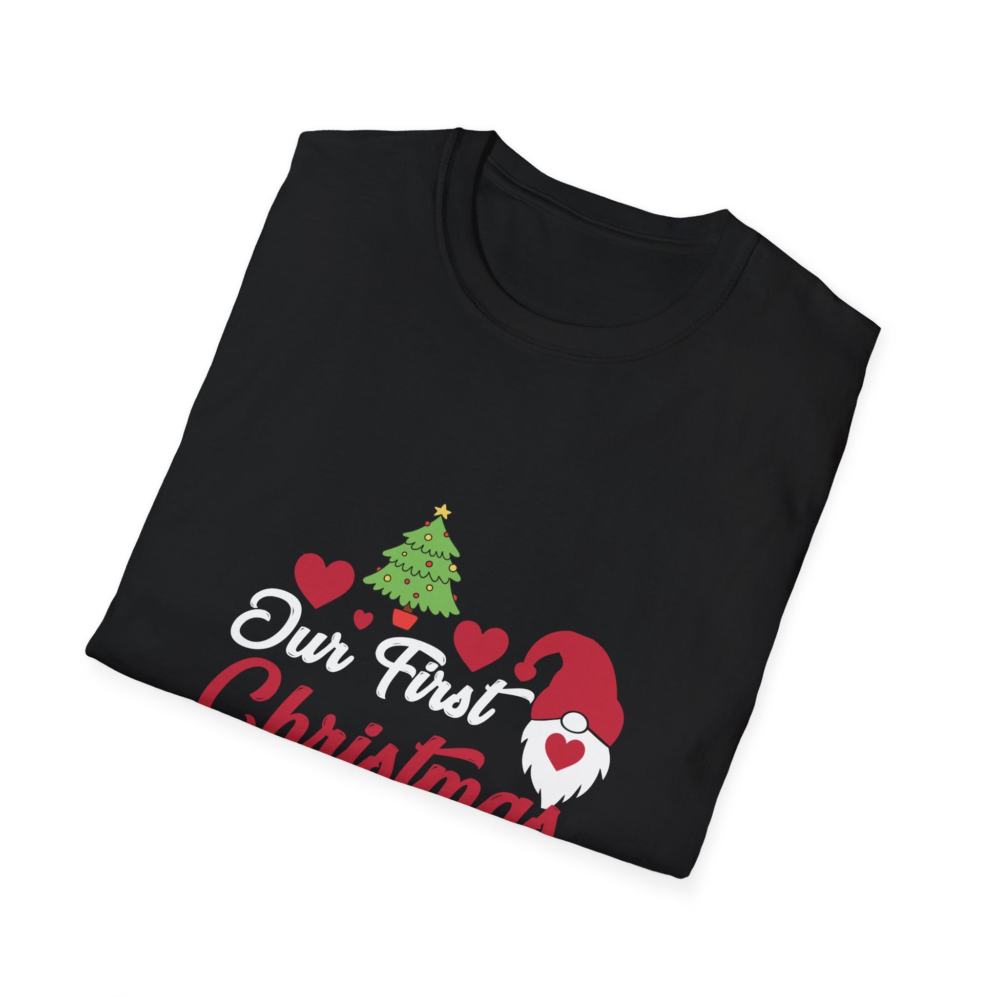 T-Shirt — "Our First Christmas Engaged" Holiday Engagement Tee