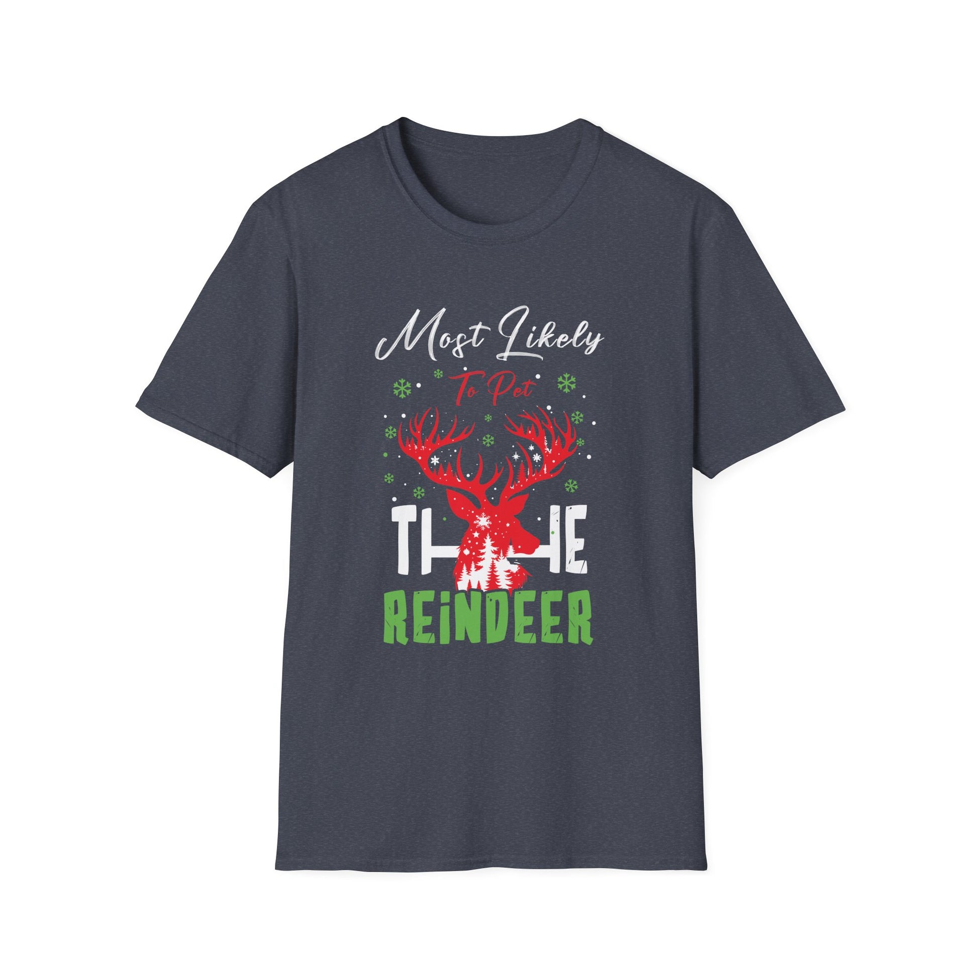 Most Likely To Pet The Reindeer Funny Christmas 2023 T-Shirt