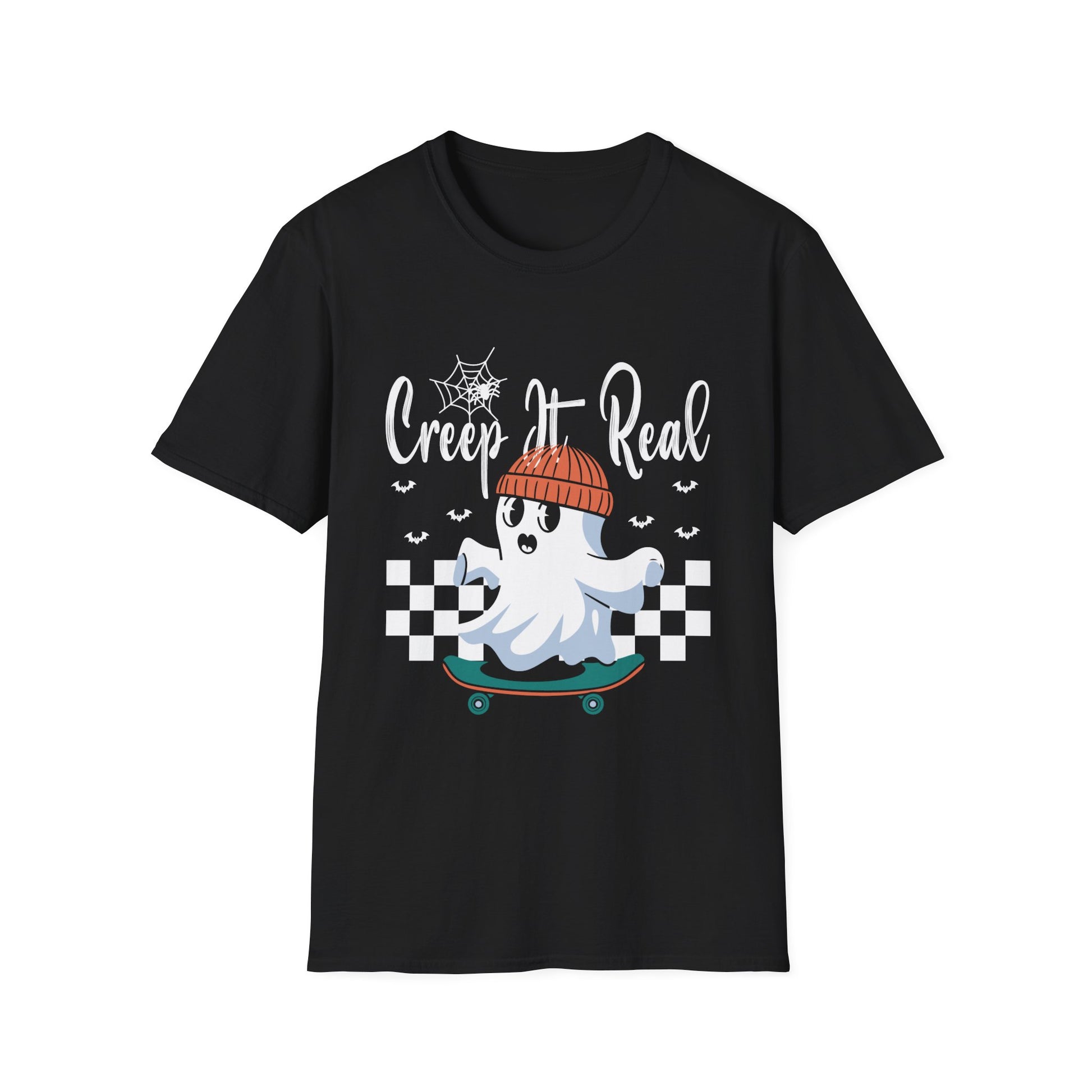 Creep It Real Skateboarding Ghost Halloween T-Shirt