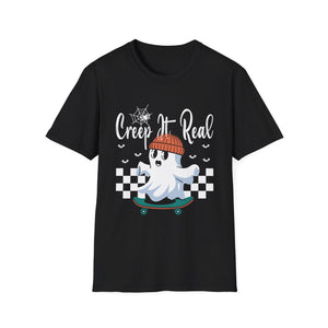 Creep It Real Skateboarding Ghost Halloween T-Shirt