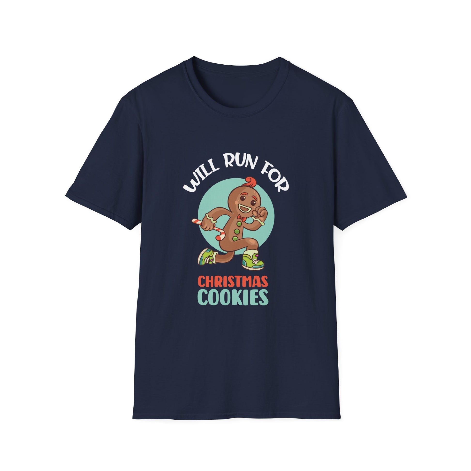 Will Run For Christmas Cookies T-Shirt — Funny Gingerbread Running Holiday Tee