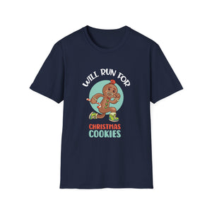Will Run For Christmas Cookies T-Shirt — Funny Gingerbread Running Holiday Tee