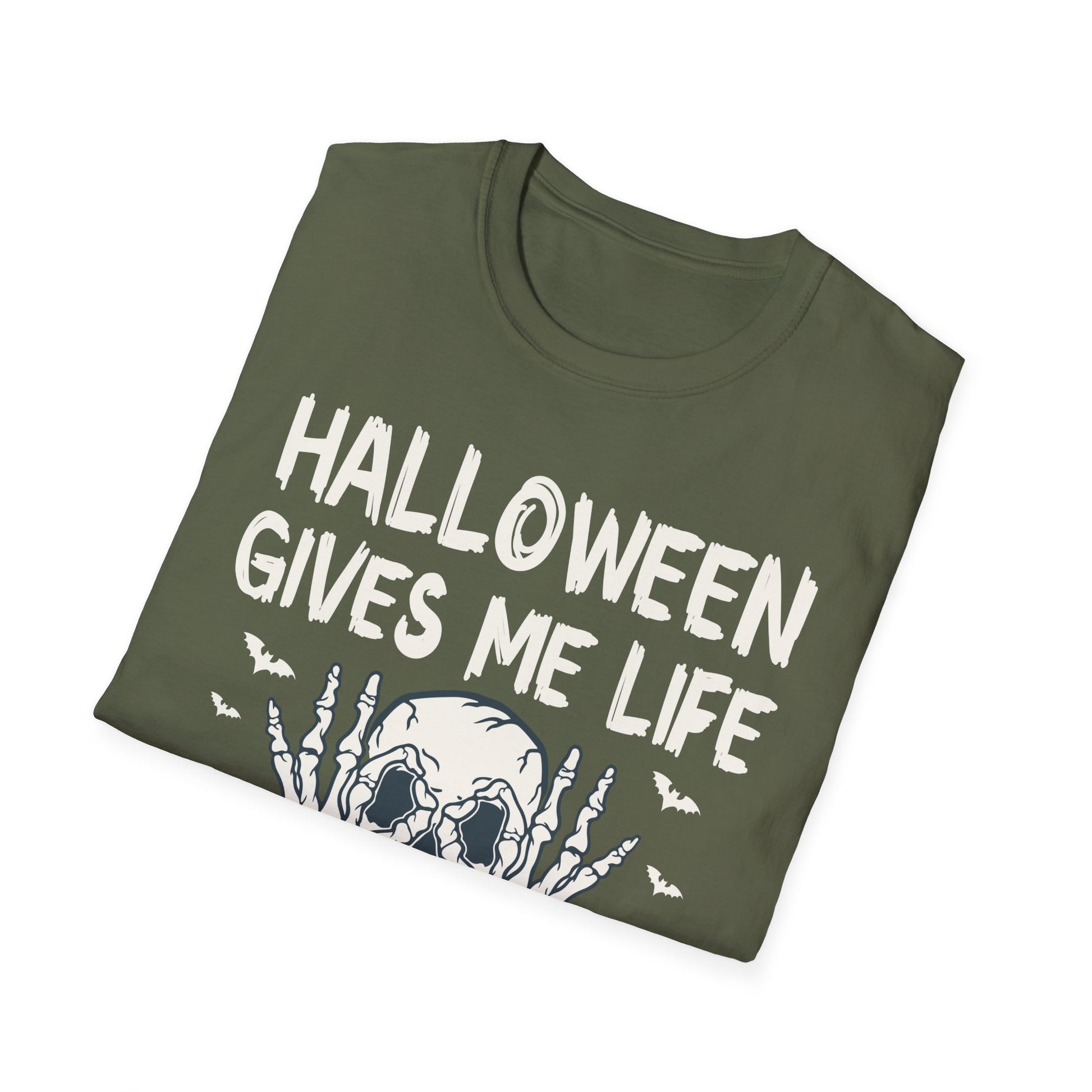 Halloween Gives Me Life T-Shirt — Skull & Bats Halloween Tee