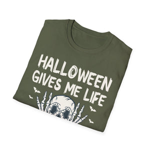 Halloween Gives Me Life T-Shirt — Skull & Bats Halloween Tee