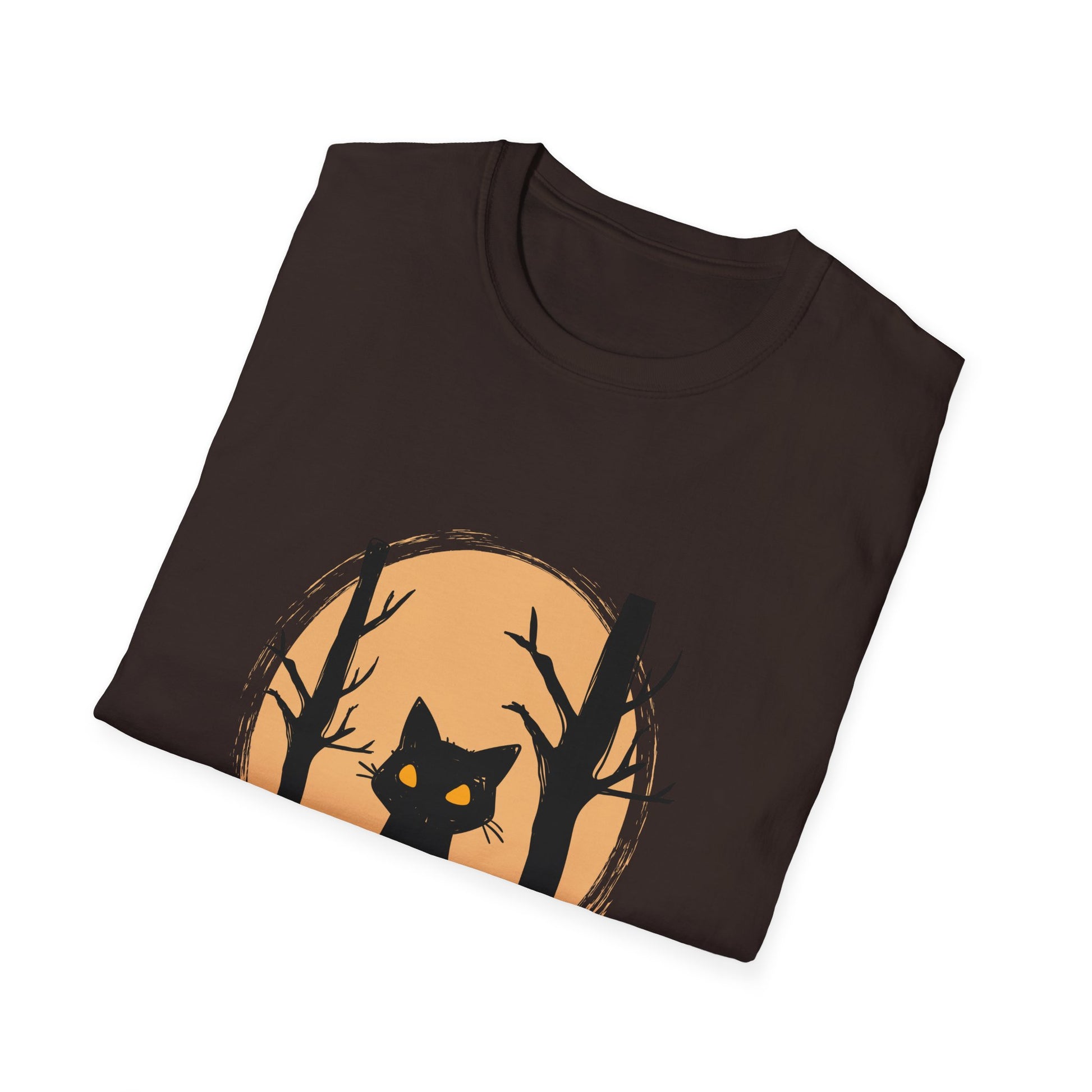 Halloween Cat & Jack-o'-Lantern T‑Shirt — Spooky Pumpkin Night Tee