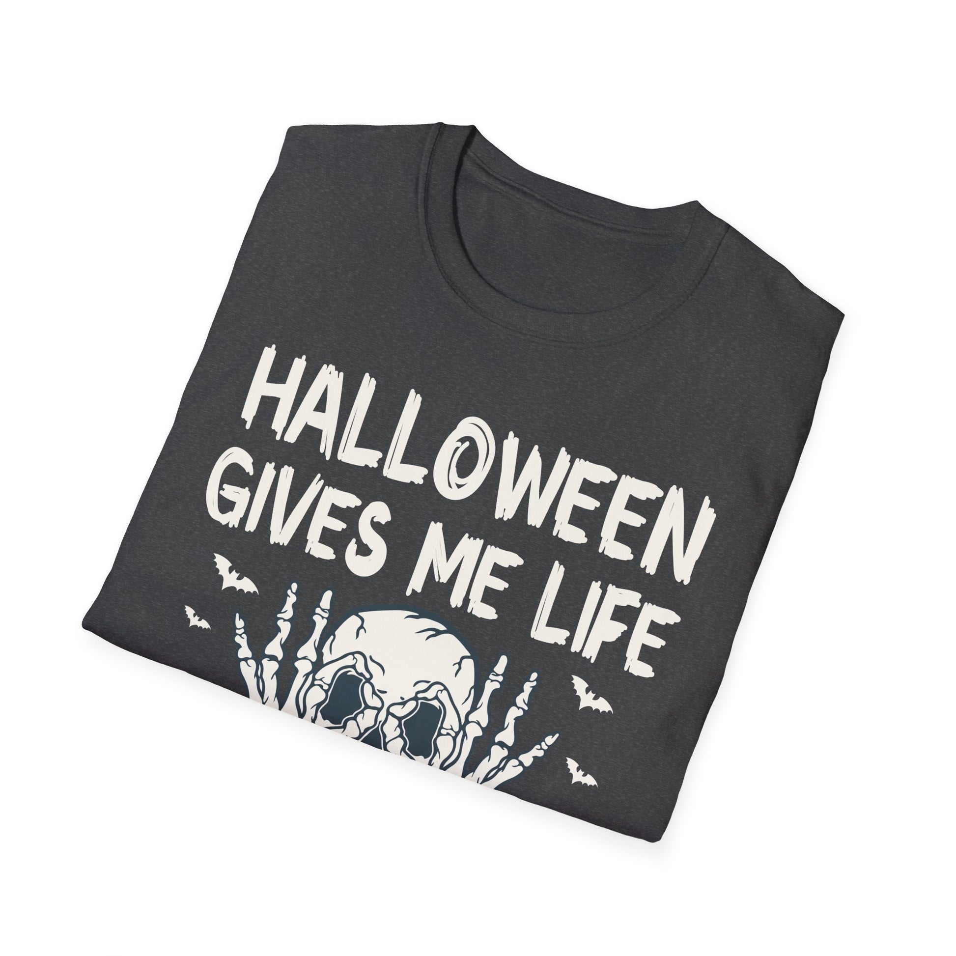 Halloween Gives Me Life T-Shirt — Skull & Bats Halloween Tee
