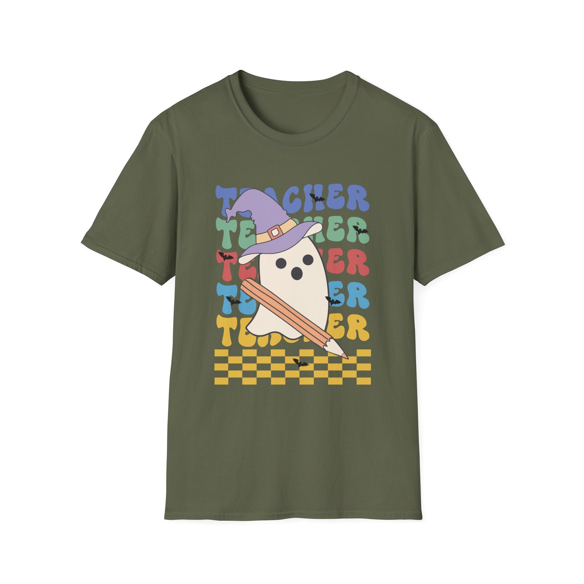 Teacher Ghost T-Shirt — Cute Witch Hat Teacher Design