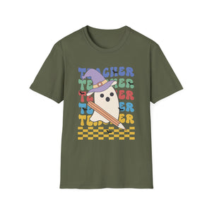 Teacher Ghost T-Shirt — Cute Witch Hat Teacher Design