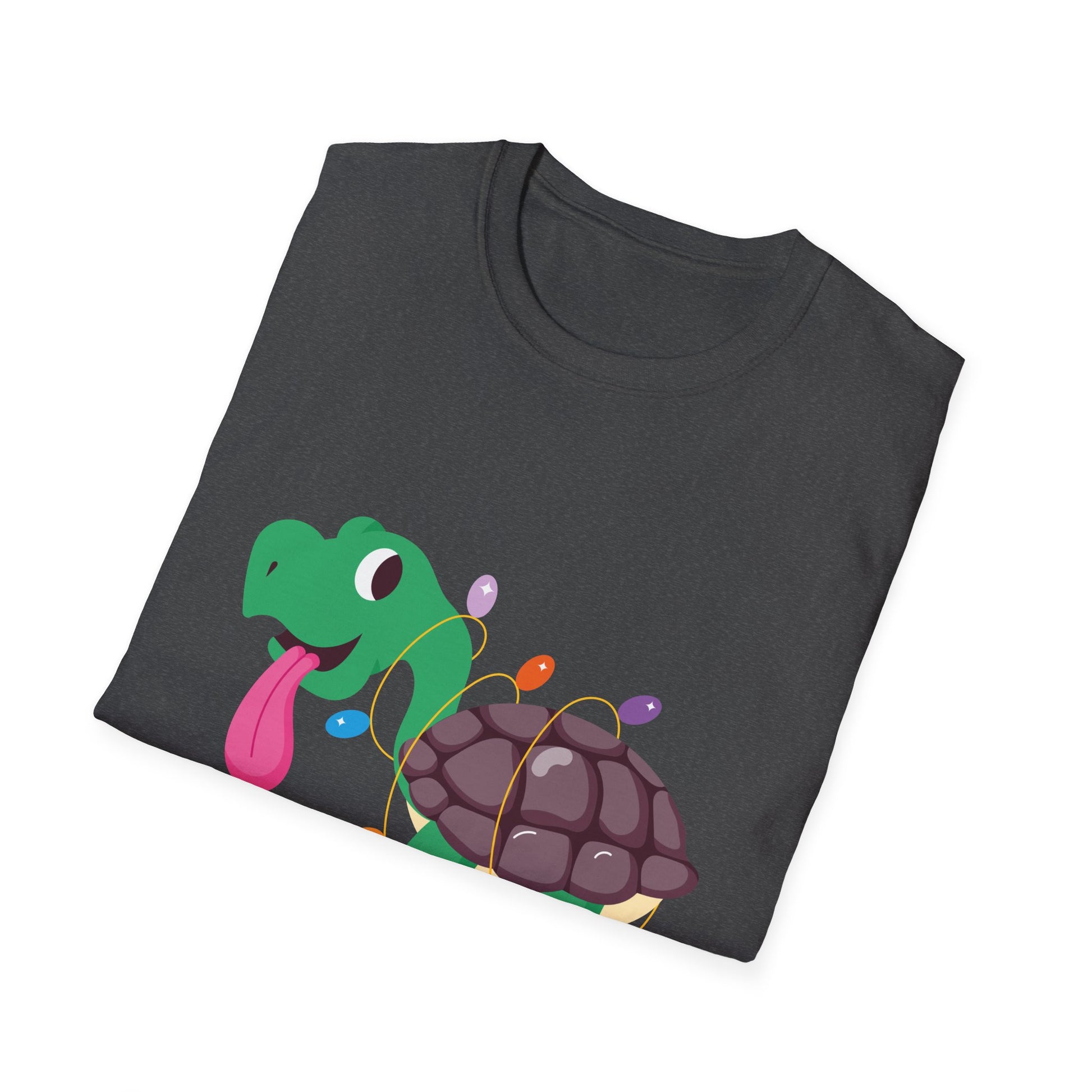 Holiday Lights Turtle T-Shirt — Cute Cartoon Turtle with Christmas String Lights