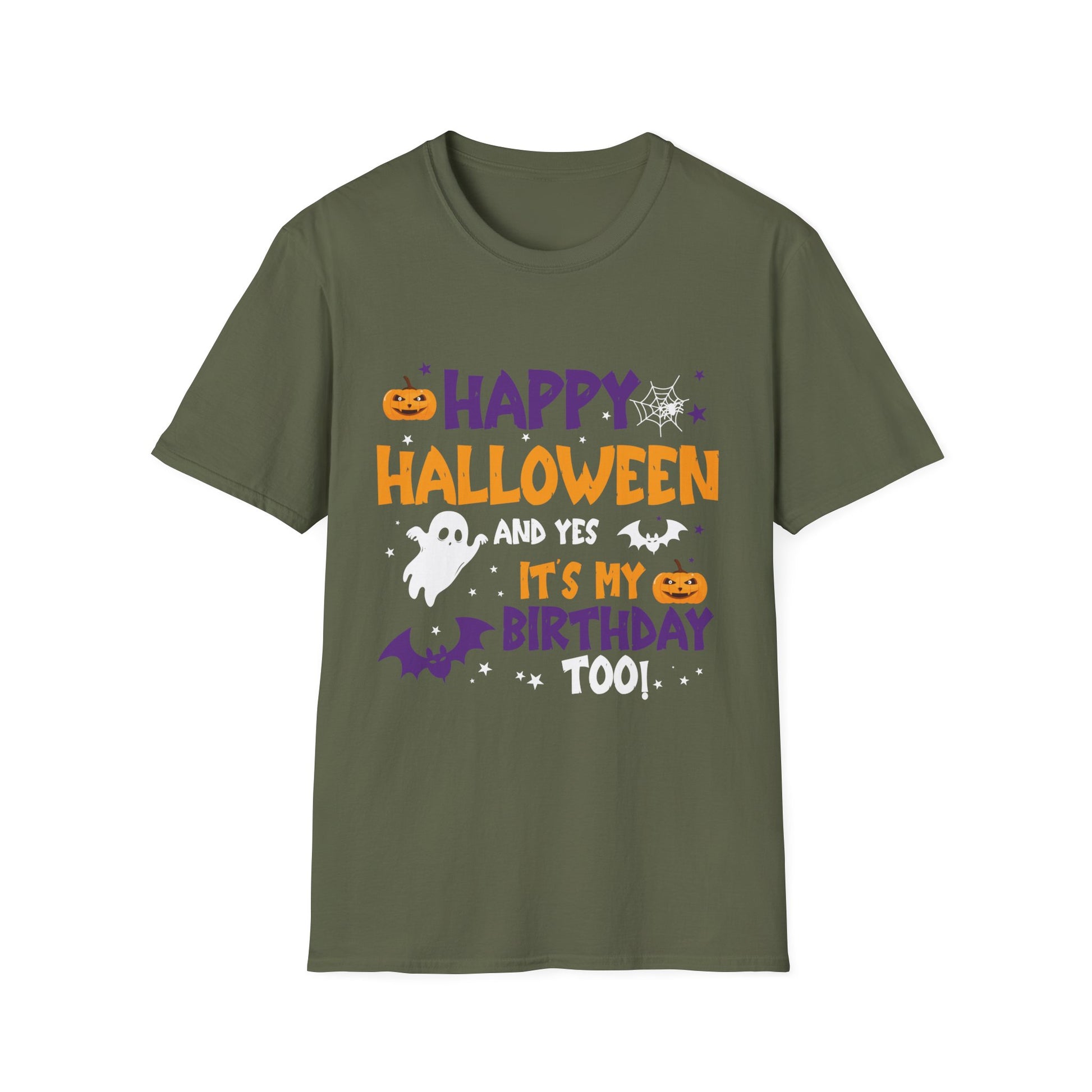 Happy Halloween - Witch Hat _ Spider - Boo - Funny Halloween Tee Unisex Softstyle T-Shirt