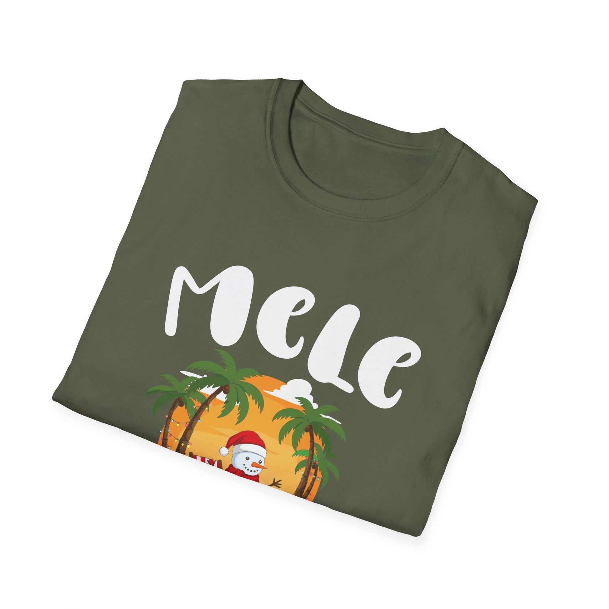 Mele Kalikimaka T-Shirt — Hawaiian Christmas Palm Tree Santa Tee