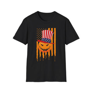 Patriotic Jack-O'-Lantern T-Shirt — American Flag Halloween Tee