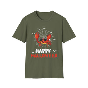 Halloween Crab T-Shirt — Spooky Jack-O’-Crab with Spiderweb & 'Happy Halloween'