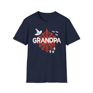 Grandpa Halloween T-Shirt — Spiderweb, Witch Hat & Skulls Graphic