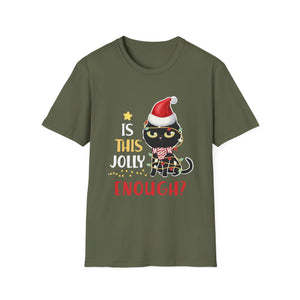 Is This Jolly Enough Black Cat Merry Christmas Tree Lights T-Shirt