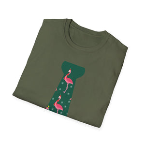 Flamingo Tie Graphic T-Shirt — Tropical Novelty Tee for Casual & Vacation Wear