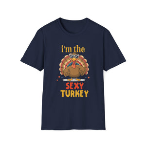 Family Matching Thanksgiving Outfits _ Gifts Sexy Turkey Thanksgiving T-Shirt_ Unisex-Adults_ Black_ Small_ Short Sleeve  Unisex T-Shirt