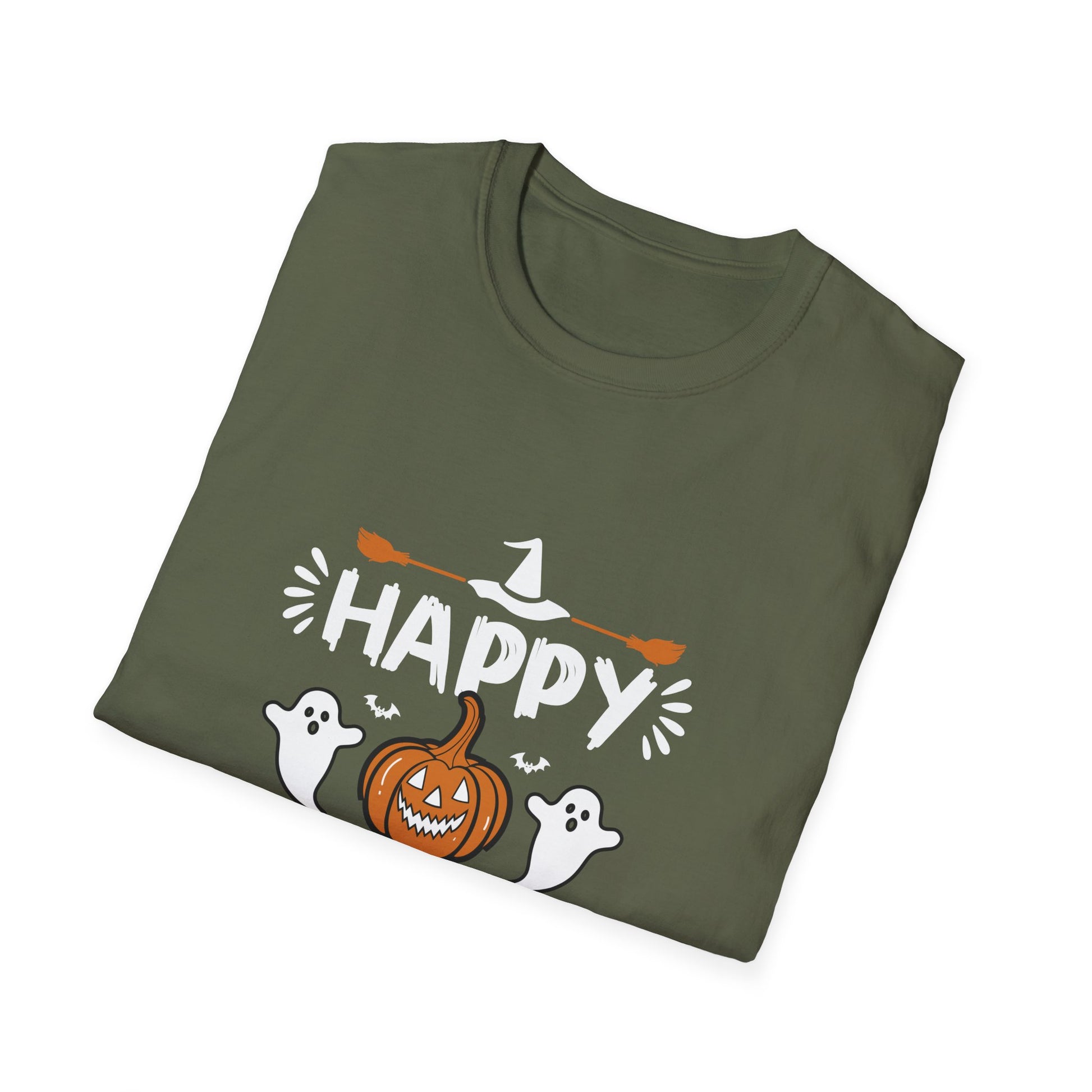 Halloween T-Shirt — "Happy Halloween" Pumpkin & Ghosts Tee