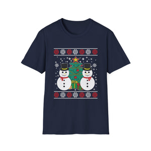 Christmas Snowmen T-Shirt — Festive Holiday Tree & Snowflake Tee