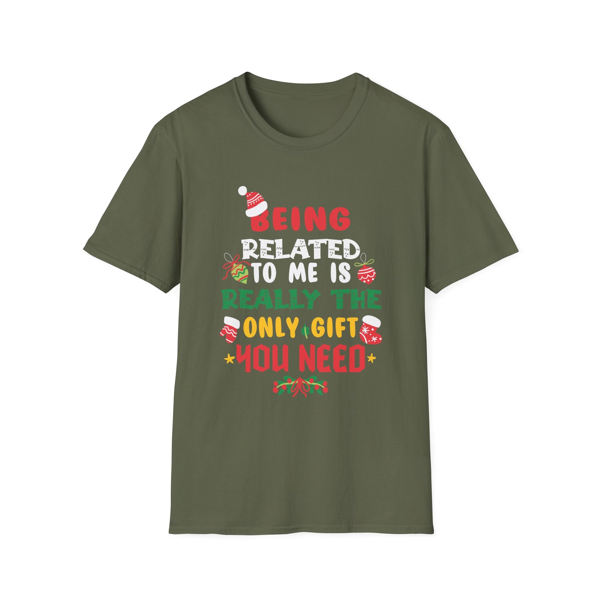 Being Related To Me Funny Christmas Family Xmas Pajamas Gift Short Sleeve Unisex T-Shirt