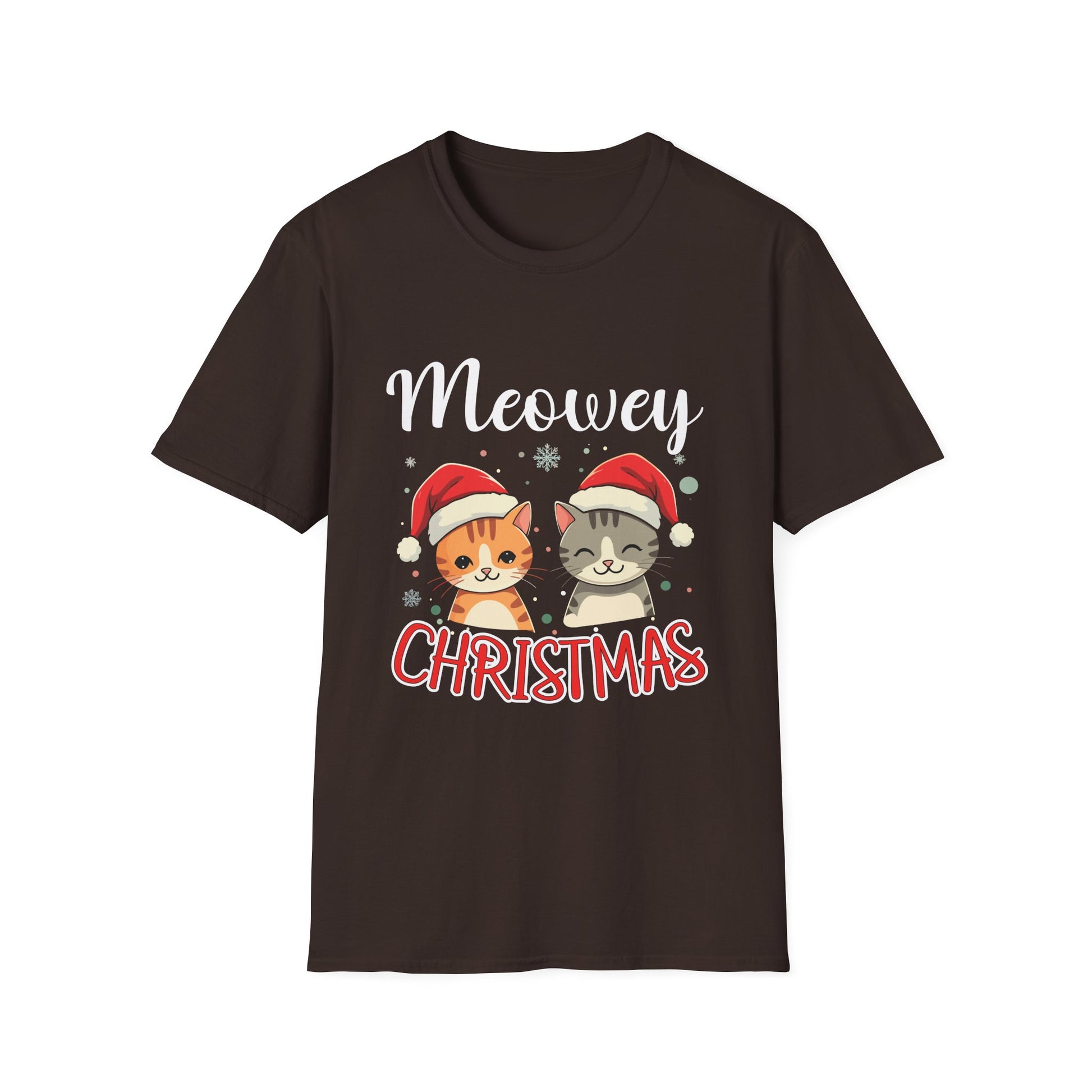 Meowey Christmas T-Shirt — Cute Cat Santa Holiday Tee