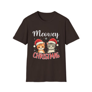 Meowey Christmas T-Shirt — Cute Cat Santa Holiday Tee