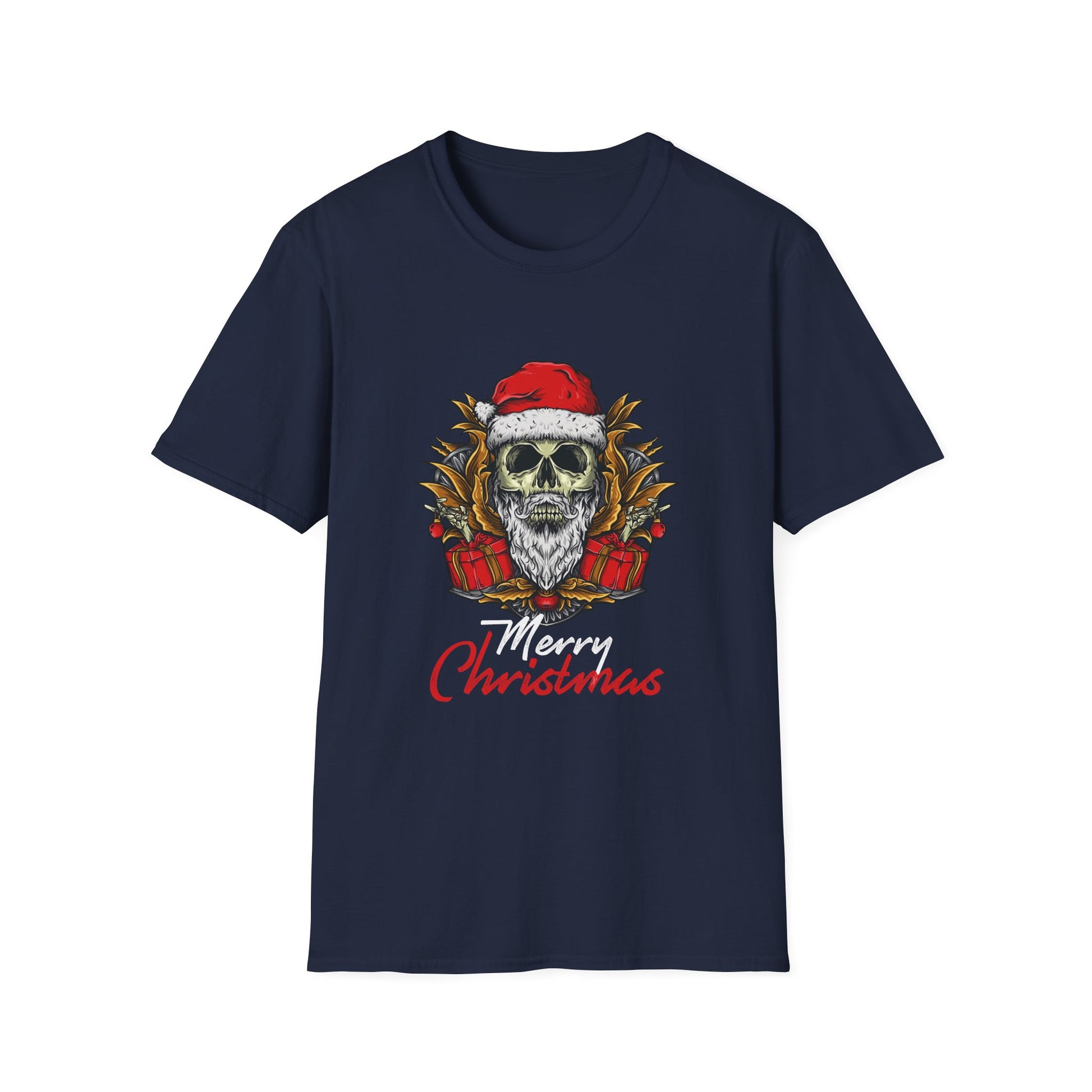 Skull Santa T-Shirt — 'Merry Christmas' Gothic Holiday Tee